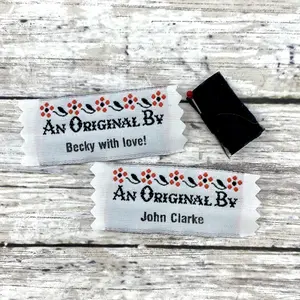 Name Maker An Original By flowers Woven fabric labels for sewing knitting crocheting and quilting