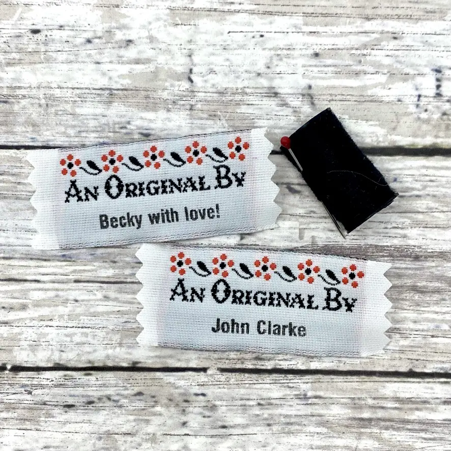 Name Maker An Original By flowers Woven fabric labels for sewing knitting crocheting and quilting