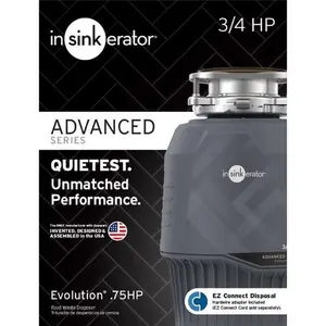 Insinkerator Evolution 0.75 HP Continuous Feed Garbage Disposal, Gray