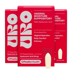 URO Vaginal Moisture Suppositories with Hyaluronic Acid for Hydration & Dryness Relief (3-pack)