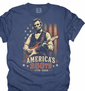 Comfort Colors Abraham Lincoln Guitar Shirt, America 250th Patriotic Music Tee (1776-2026)