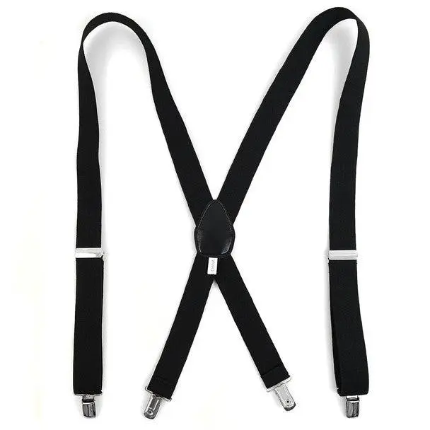 Umo Lorenzo Men's Classic X-Back Suspenders - Versatile Accessory with 1.25" Wide Durable Elastic Band, Reinforced Leather Crosspatch, Metal Clip Fastenings for Formal & Corporate Office Wear, 1.25 Inches, Polished Touch