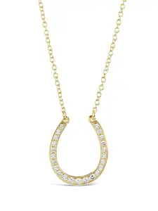 Sterling Forever CZ Horseshoe Pendant Necklace Sterling Forever CZ Horseshoe Pendant Necklace