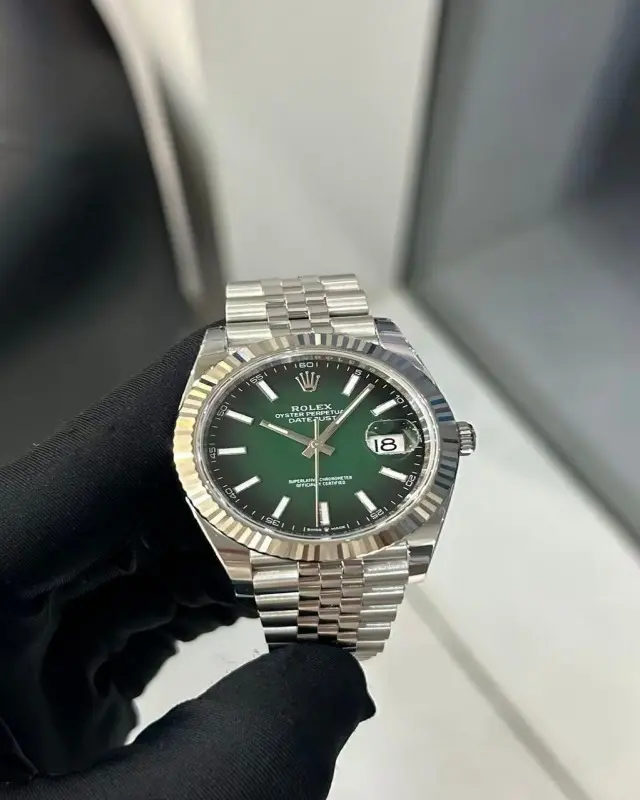 ‮ XELOR  ‬Datejust 41mm Green Dial Jubilee Bracelet Fluted Bezel Automatic Men Watch