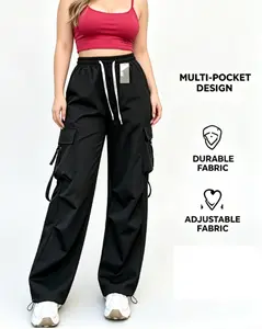Women's High Waist Loose Wide Leg Work Pants with Pockets Breathable Soft Fabric Casual Cargo Trouser for All-Season Daily Wear Womenswear Bottom Lightweight & Durable - Fit