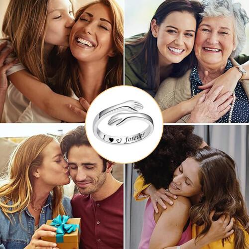 [Love Gift] Adjustable Open Hug Ring for Daughters, Durable Festive-Party Accessory, Symbol of Love and Protection, Adjustable Open Ring