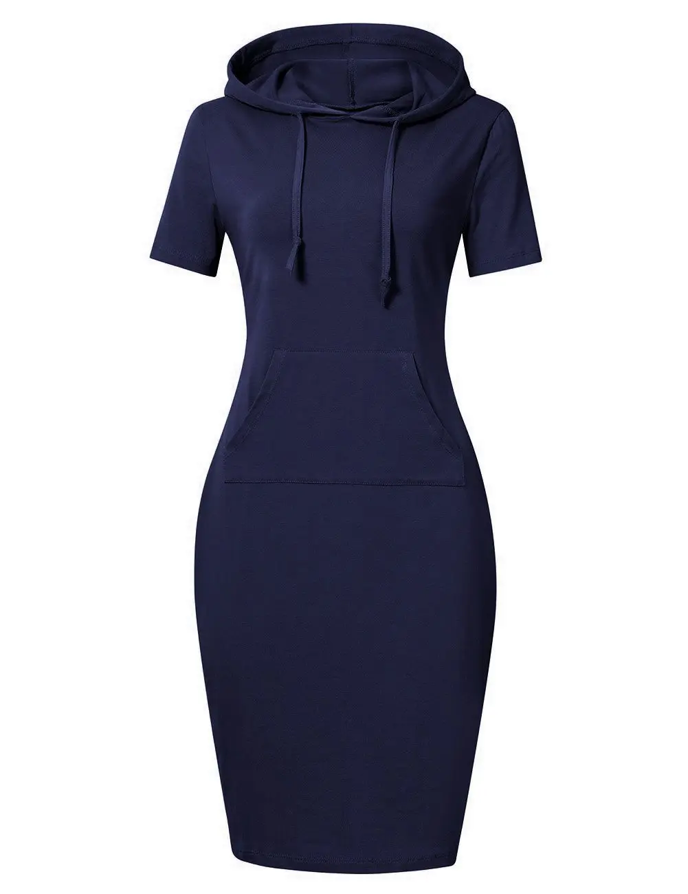 GARVEE Summer Dresses for Women - Casual Slim Fit Hoodie Dress with Pocket, Navy Short Sleeve, Comfortable and Stylish for Everyday Wear