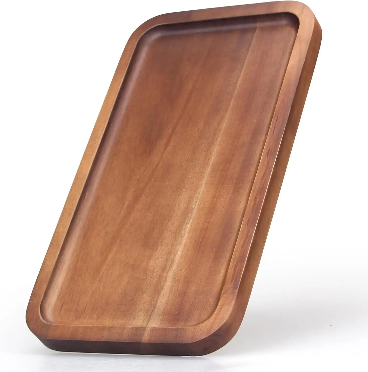 Acacia Wood Serving Tray Decor Small Cheese Charcuterie Boards Wooden Plate | Rectangle Mini Wood Tea Coffee Trays for Kitchen Bathroom Counter Appetizer Plates Party Platter Food Dish Snack Dessert Tray