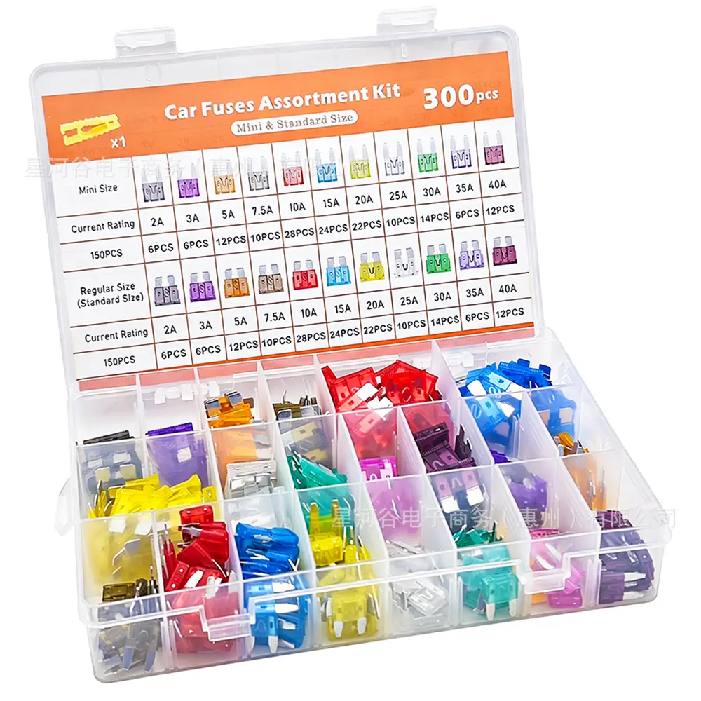 300Pcs Car Fuse Assortment Kit - 160 Mini Blade Fuses, 50 Micro Fuse, 1 Puller for 2Amp to 40A Fuses Car Power Inverter Car Smart Display, Car Accessories, Auto Parts Accessories, Variety Pack, 30A, 10A