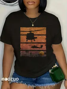 100% Cotton "Sunset Dustoff" UH-60 Blackhawk Medevac Helicopter T-Shirt