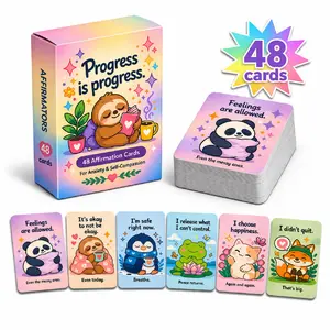 48 Affirmation Cards for Anxiety & Self-Compassion, Anxiety Relief - Cute Sloth & Animal Positive Affirmations Deck, SEL Emotional Support Cards to Reduce Overthinking & Boost Daily Motivation, Mindfulness Self Care Gifts for Teens & Adults