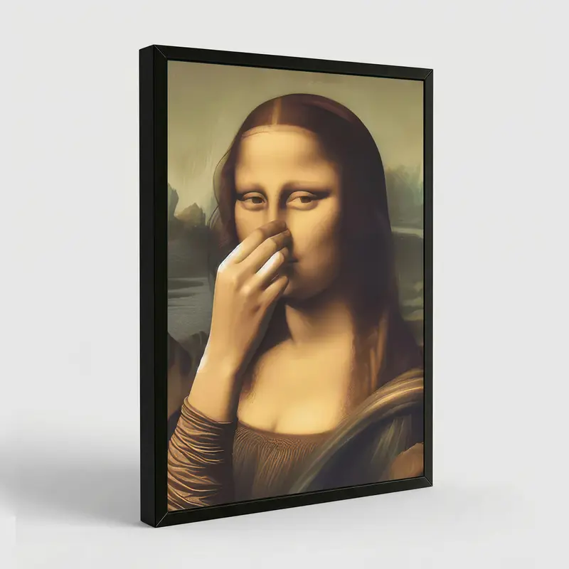 Piece Mimics Mona Lisa Bathroom Wall Art Decoration Covering Her Nose Vintage Stink Poster Printed Toilet Humorous And Funny Da Vinci Inspired Fun Canvas Painting Wall Decoration Family Bedroom Kitche