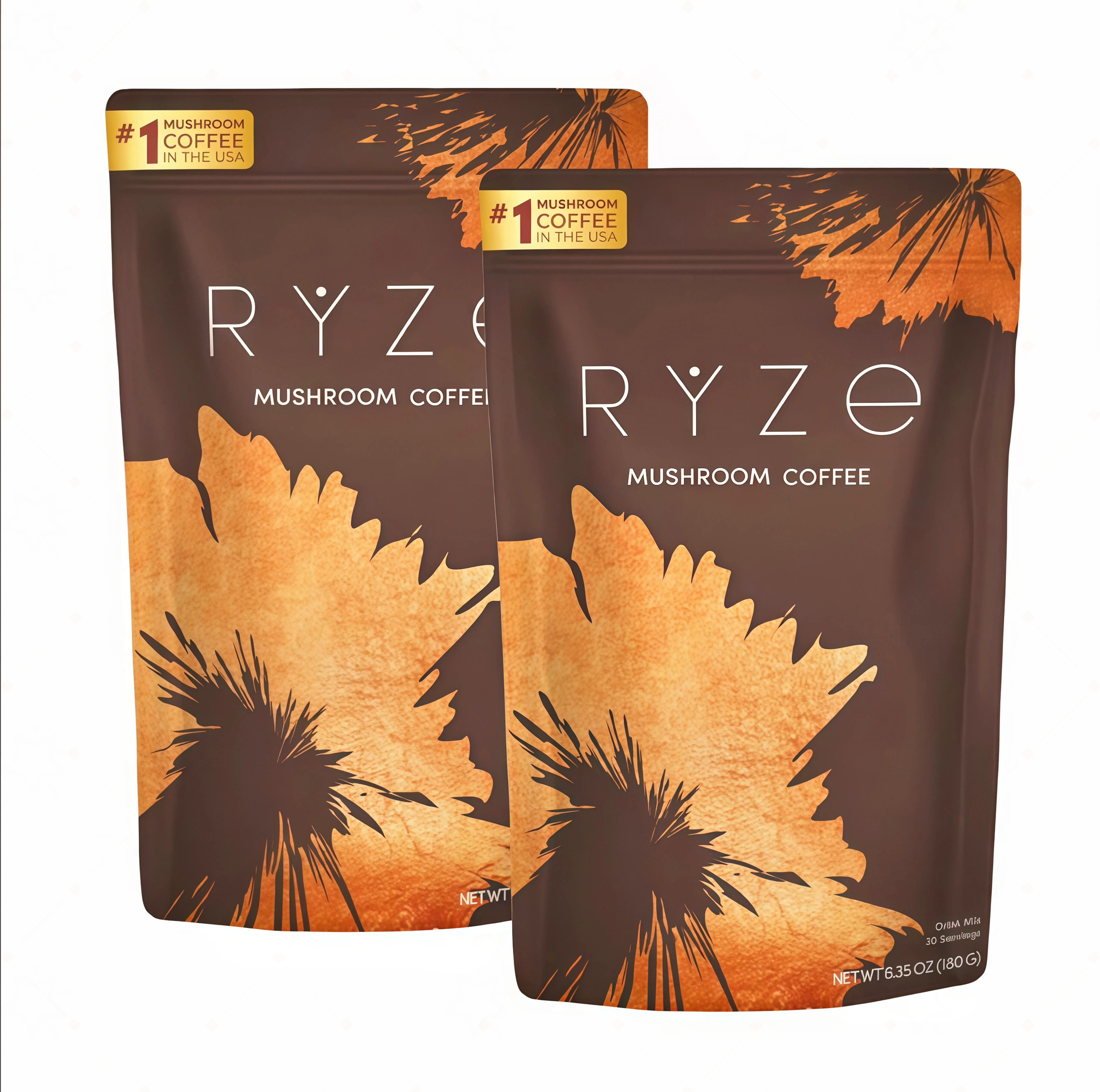 2 Piece RYZE Mushroom Coffee USDA Organic with 6 Adaptogenic Mushrooms and MCT Oil DD USA Grown Instant Coffee for Better Energy, Focus, Digestion, Immunity with Turkey Tail, Shitake, Lion's Mane, 30 Servings Vitamin