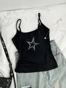 Women's Star Print Crop Cami Top, Y2K Fashion Casual Adjustable Strap Top for Daily Outdoor Wear, Ladies Clothes for Summer