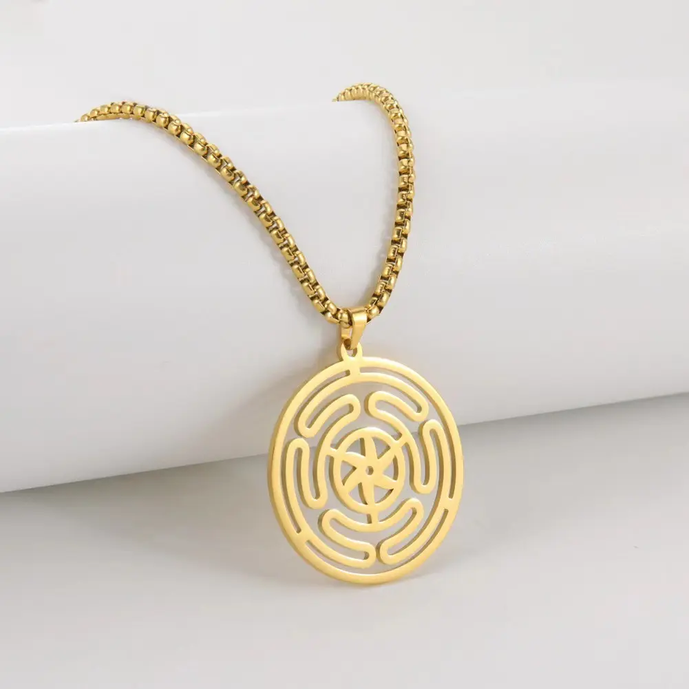 style cutting Hekate diamond wheel pendant stainless steel fashion temperament titanium steel necklace jewelry