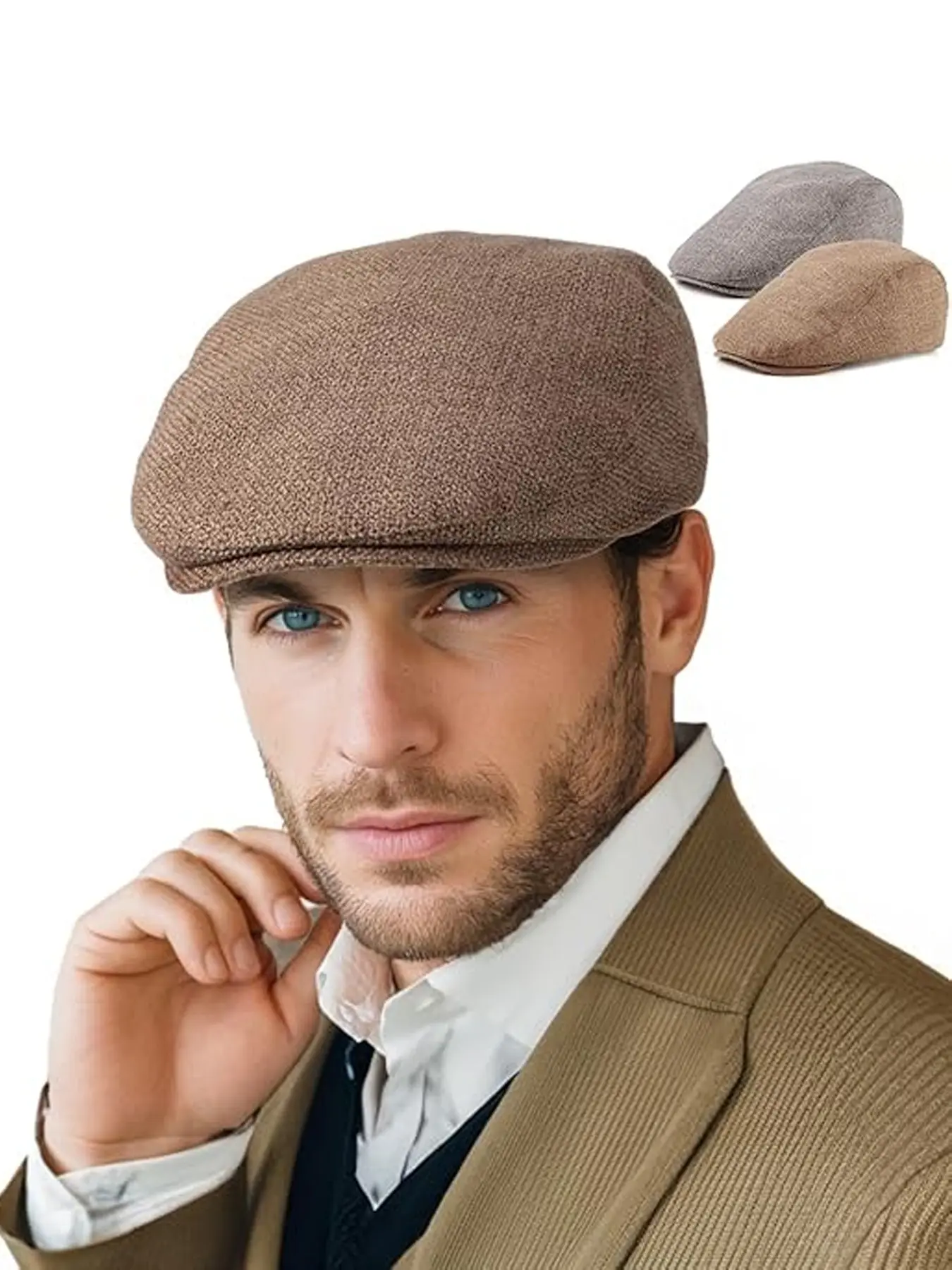 2Pack Unisex Flat Cap Newsboy Hats for Men Women, Summer Casual Adjustable, Adjustable Fit Hat
