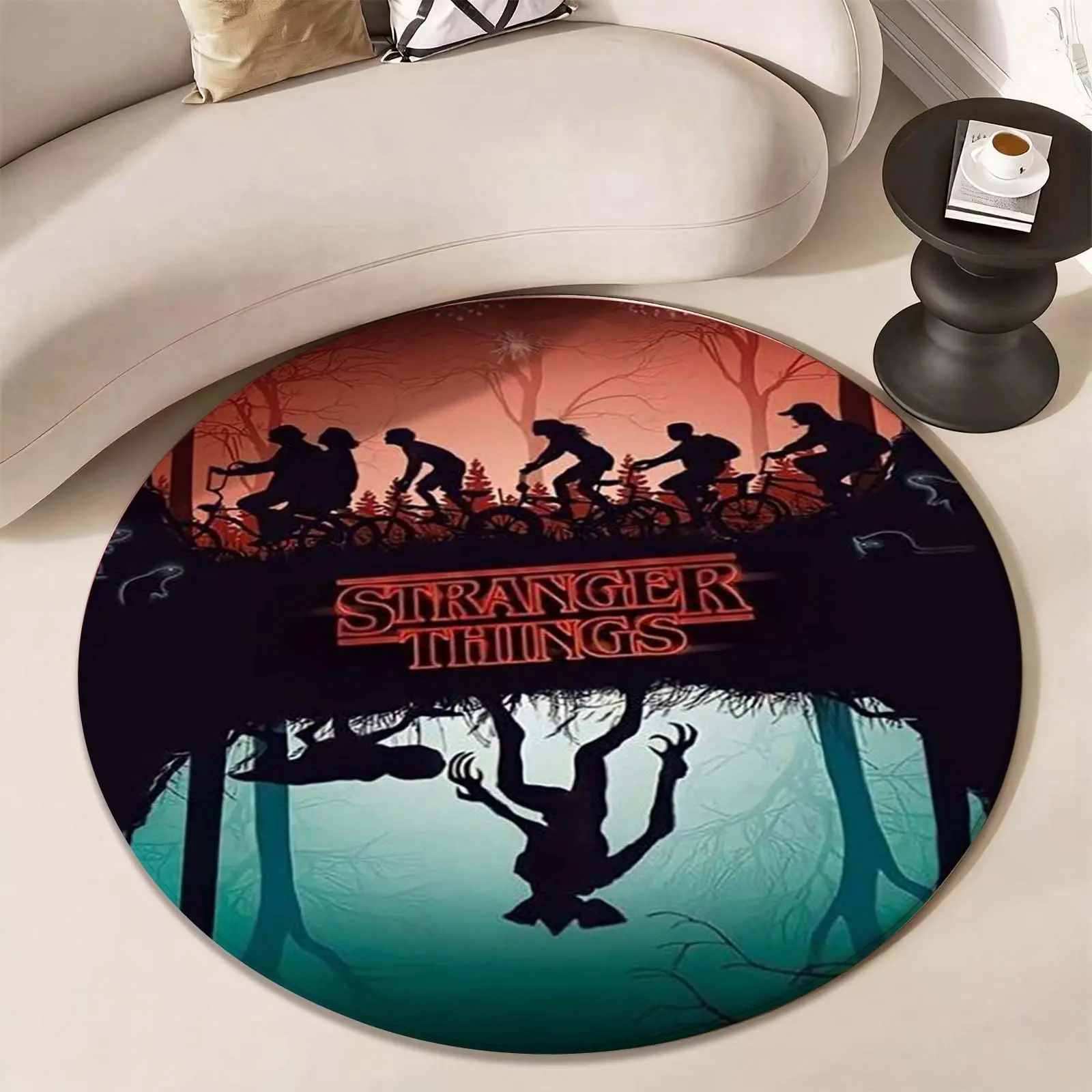 Vintage Fantasy Style Stranger Things Theme Round Rug, Home Decor for ...