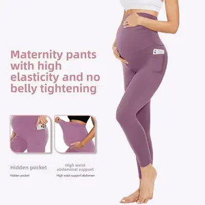 2025 Maternity Yoga Pants Spring & Autumn: High-Waist Belly Support Stretchy Tummy Control Leggings