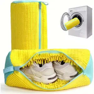 Washable Shoe Cleaning Bag for Washing Machine – Microfiber Sneaker Laundry Protector with Zipper, Reusable Shoe Washer Pouch for Running Shoes & Trainers