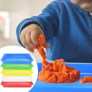 5-Pack Multi-Color Plastic Art Trays, for Small Items and Parts (Non-Food Contact), Elastic Art Craft Storage Bins for Painting, Beading, Home & School Use, Durable PP Material, Smooth Edges