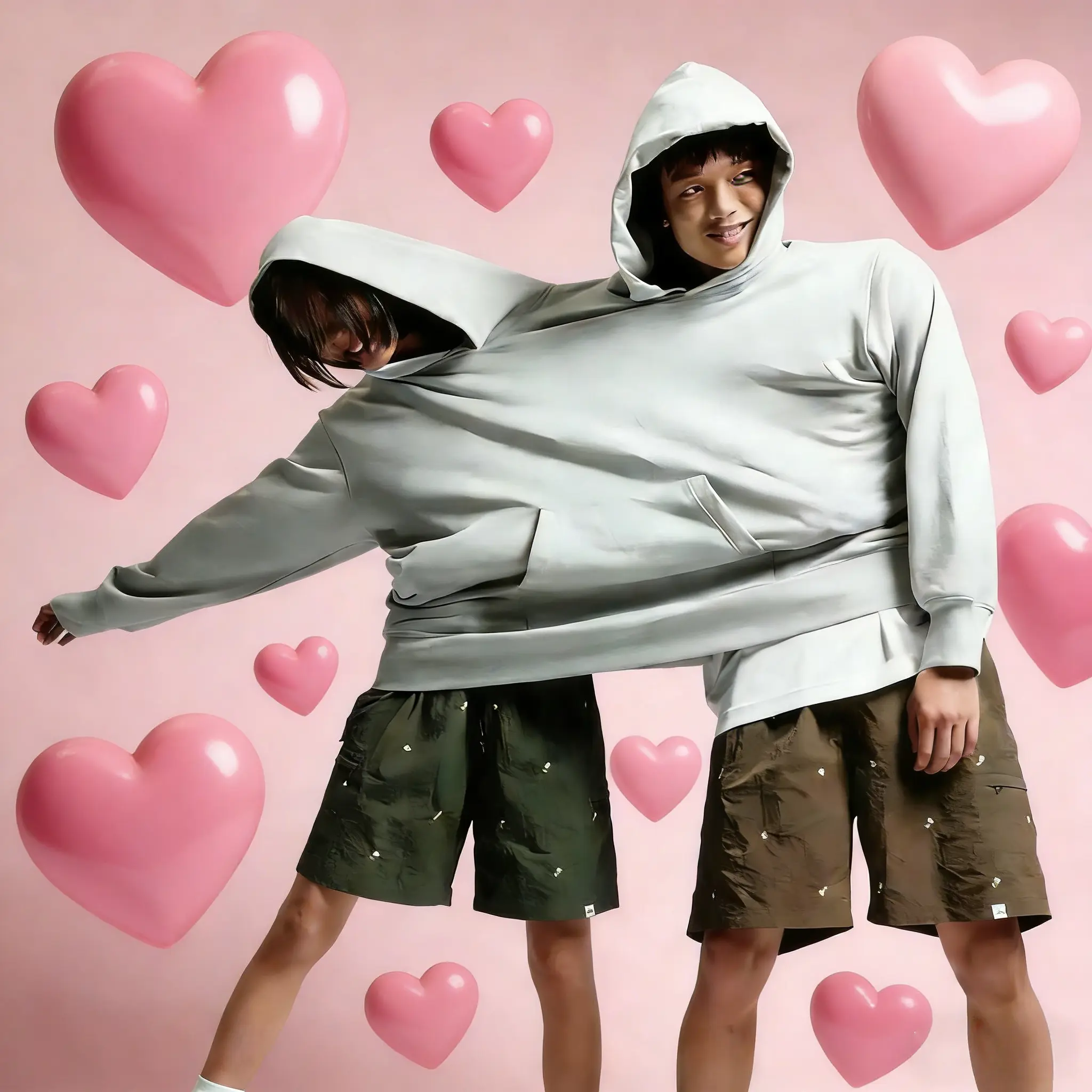 V-Day Must-Have!Matching Oversized Grey Couple Hoodies| Unisex Crewneck Long Sleeve Sweatshirts| Cute Valentine’S Day Gift For Couples