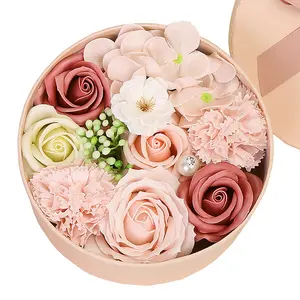1 Box of Soap Flower Small Round Box Valentine's Day Teacher's Day Gift Holiday Gift for Girlfriend Christmas Present