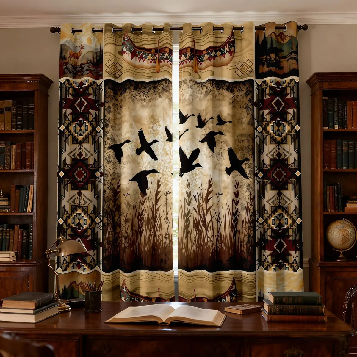 Wild Duck Blackout Curtains Farmhouse Wild Animal Duck Curtains, Woodland Wildlife Animal Window Curtains for Kids Boys Girls Retro Brown Duck Rustic Farmstyle Bedroom Curtains Home Decoration Curtain, Home Decorative Curtain, Window Drapes,2 Panels