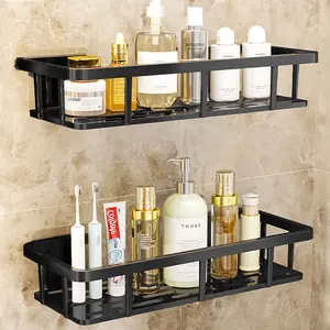 2-Pack Bathroom Wall-Mounted Storage Rack, Bathroom Organizing Accessories, Multi-Functional Drainage Shelf, No Drilling Required, Suitable for Bathrooms, Bedrooms, Offices