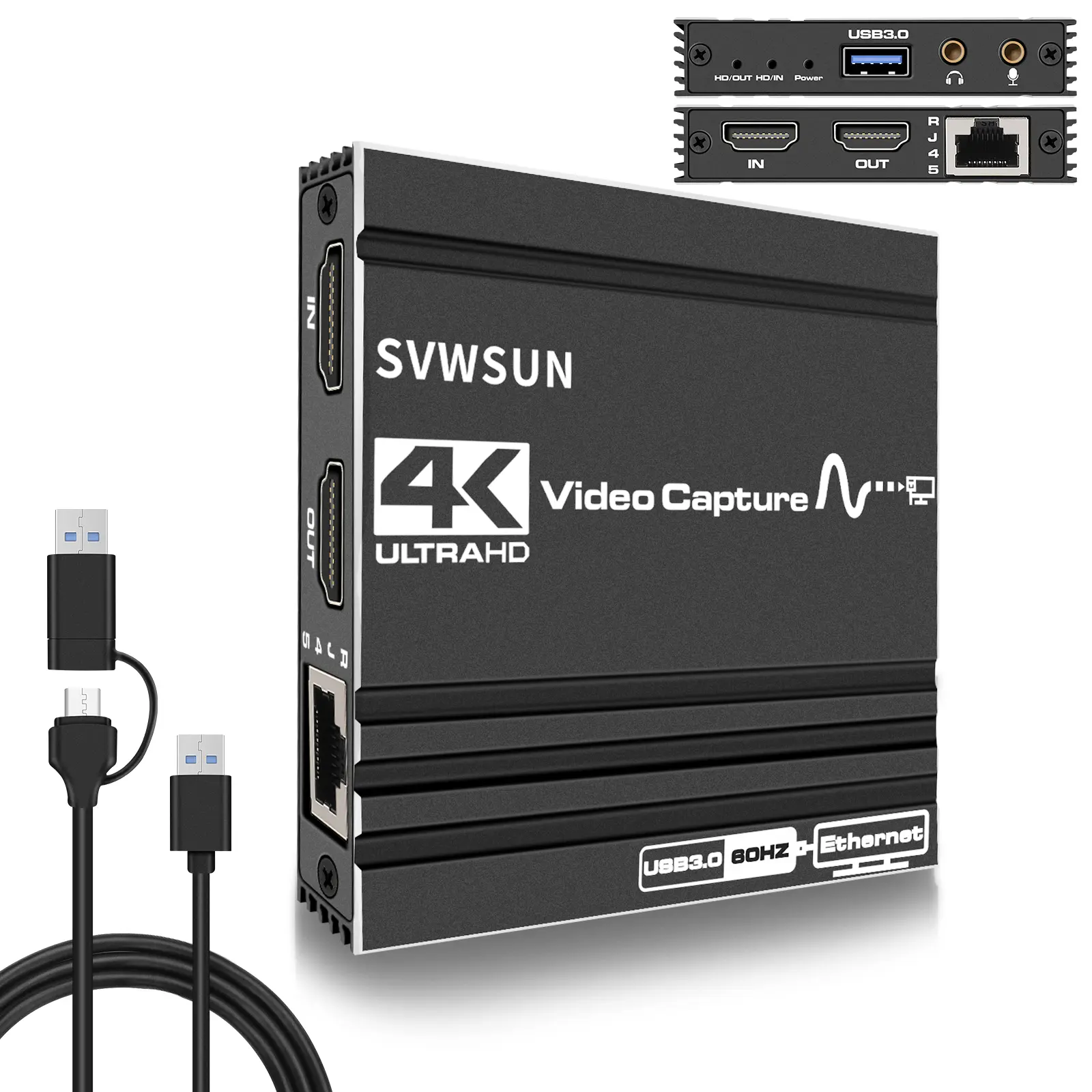 Audio Video HDMI Capture Card: USB3.2 4K60 HDR/2K/1080P VRR Passthrough Plug & Play Loop-Out Near-Zero Latency for Streaming Gaming Works OBS Potplayer VLC Vmix & Switch PS4 PS5 Xbox Camera PC Phone