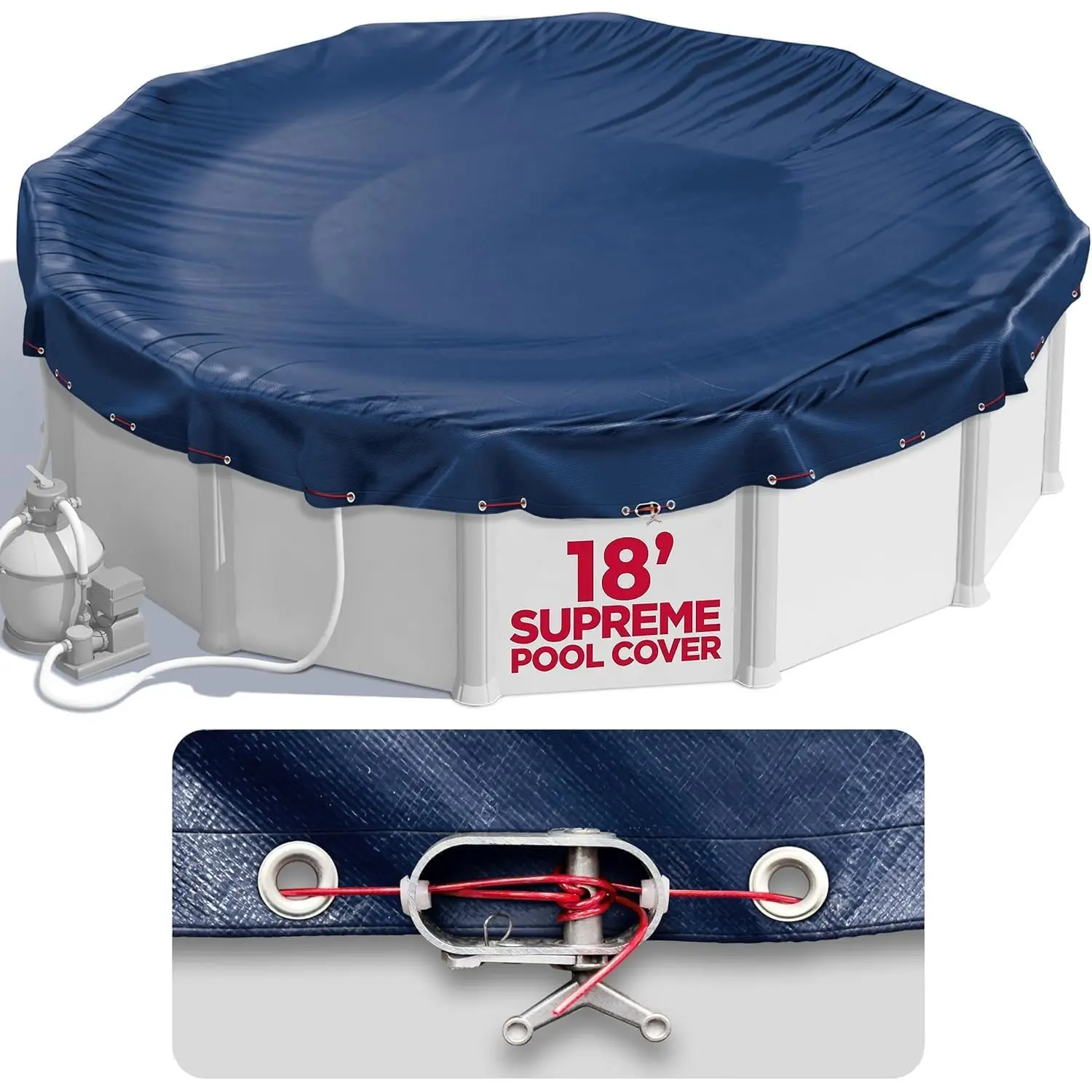 18 ft Round Winter Pool Cover for Above Ground Pools, Navy Blue, Resistant