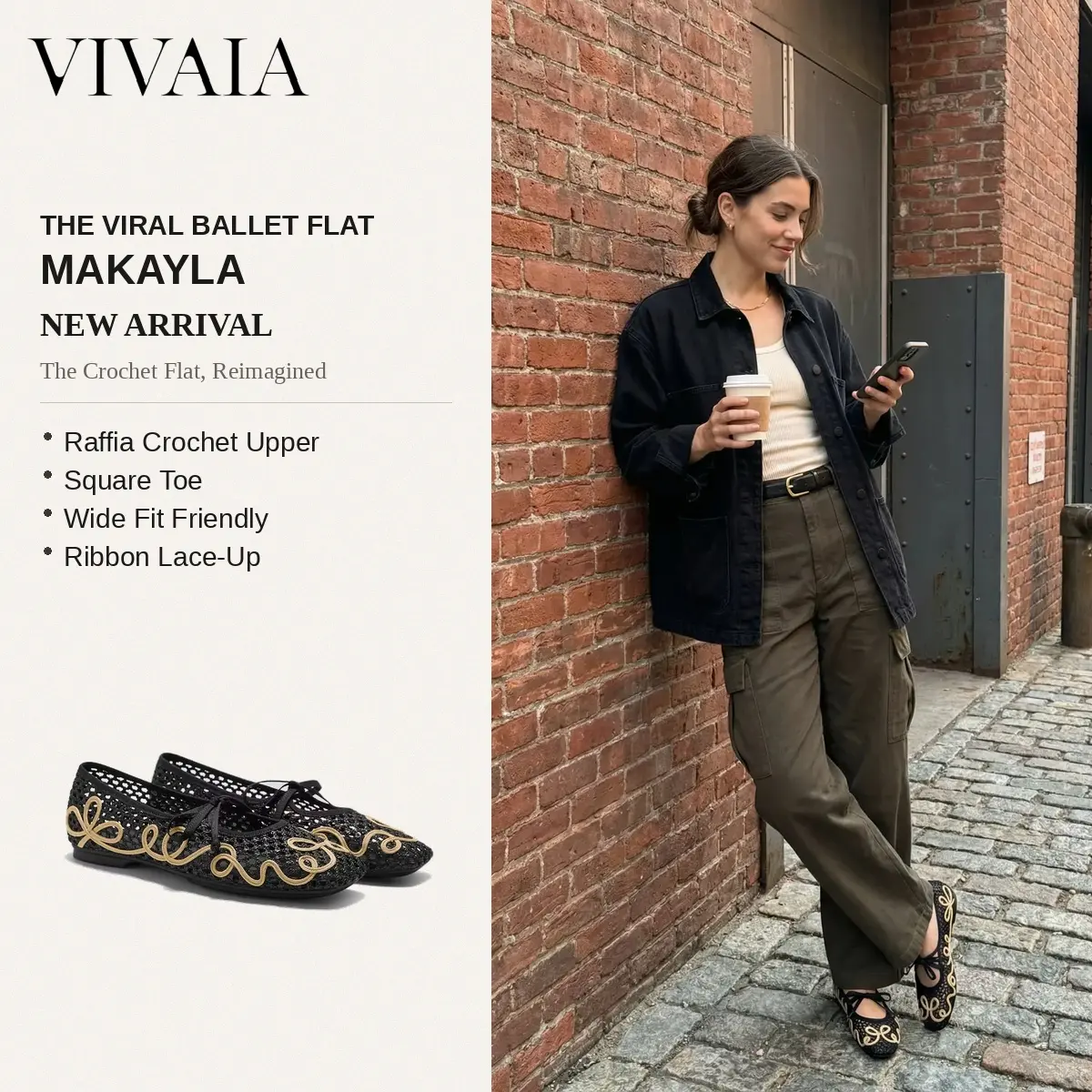 VIVAIA Square-Toe Wide Feet Friendly Mesh Ballet Flats, 6mm Memory Foam Comfortable Raffia Sandals & Mules, Walking Raffia Shoes, Wide Feet Friendly Breathable Flats for Travel , Vacations, Parties, Beach Shoes (Makayla & Maura & Carey)