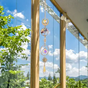 Colorful Crystal Moon Life Tree Light Catcher, Window Prism Rainbow Maker Pendant, Garden Christmas Wedding Party Decor, Indoor Outdoor Decoration