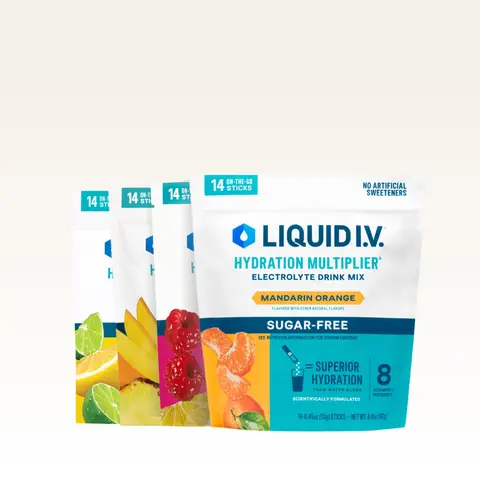 Liquid I.V. Hydration Multiplier Sugar-Free Fruit Stand Bundle - Hydration Powder Packets | Electrolyte Powder Drink Mix | Convenient Single-Serving Sticks | Zero Sugar or Artificial Sweeteners | 4 Pack (56 Servings)