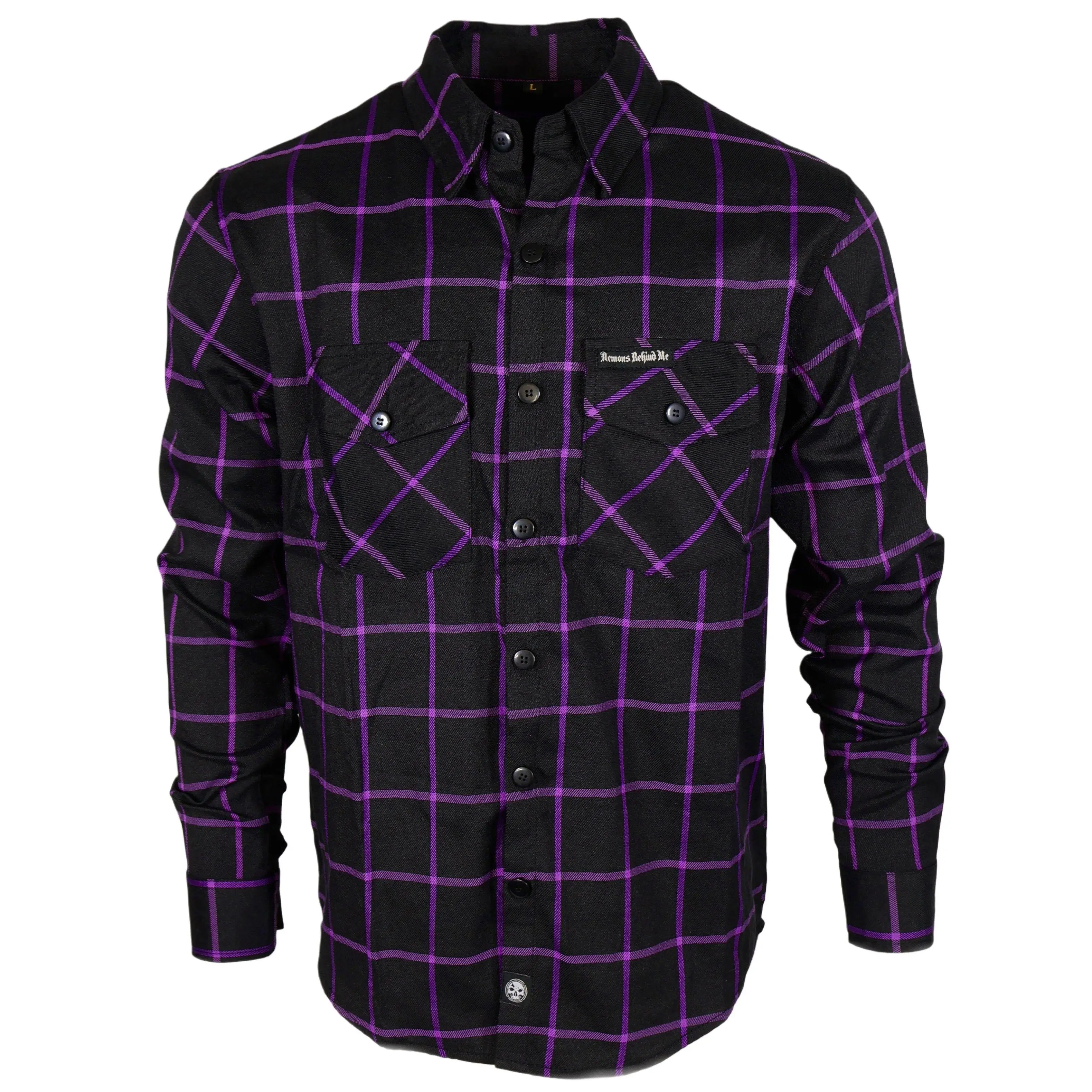 Closeout - The "Raven" Black & Purple Flannel (Hidden Snap Collars)