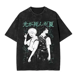 valentine shirts Washed T Shirts The Summer Hikaru Died Hip Hop Retro T-Shirts Oversize Hikaru Yoshiki Anime Streetwear Tops Tee Shirt Men Women  Washed Streetwear Shirt t shirt soft cotton vintage streetwear unisex t-shirt washed tees for Men and Women