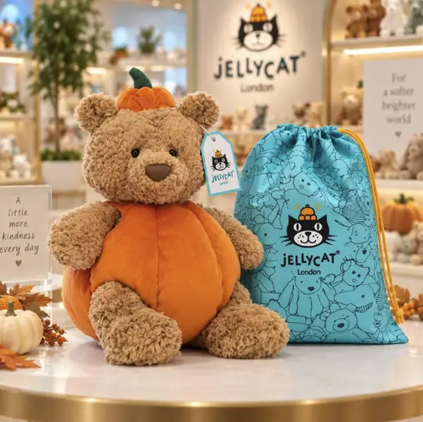 Jellycat Bartholomew Bear Pumpkin – Ready to Ship USA | Gift Bag Included | Cozy Fall Plush Collectible Halloween Gift