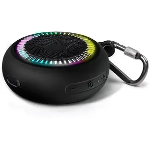 X-ADE04   Shower Speaker Bluetooth Waterproof | Small Portable Wireless Bluetooth Speaker with Clip | Powerful Bass and Louder Volume | Colorful Lights and Lightweight | for Bathroom,Travel,Beach | Black Audio Button