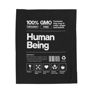 Cozy Organic Velveteen Blanket - Human Being Design, Gift for Her, Home Decor, Eco-Friendly, Self-Care, Birthday Present