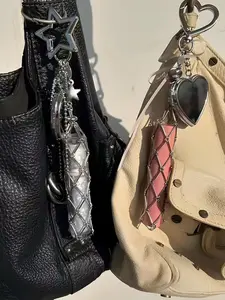 Sweet Fashion Lipstick Bag Keychain, Korean Style Small Mirror Pouch, Cute Handbag Accessory, Stylish Makeup Organizer