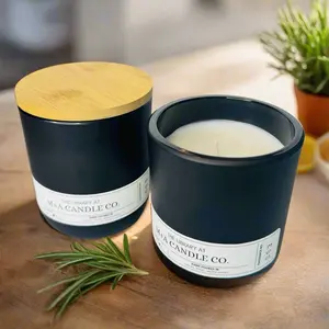 003 Bella: Citrus & Rosemary, Glass Tumbler Candle with Bamboo Lid