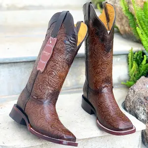 Women's Western Boots Hand-Tooled Print