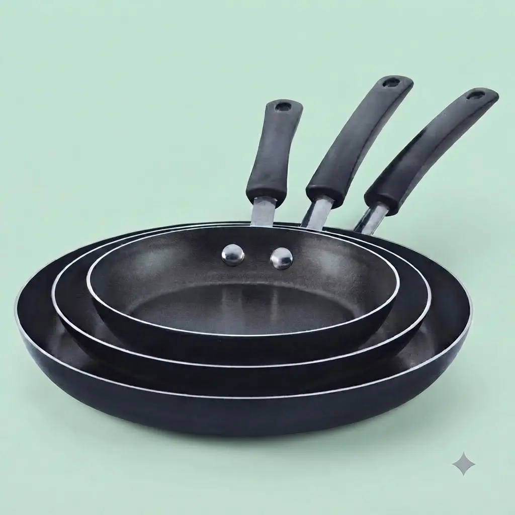 Farberware Easy Clean 3 Pcs Nonstick Frying Pans Black 8 9.75 12 Inch Dual Riveted Handle Even Heat Frying Skillets Set