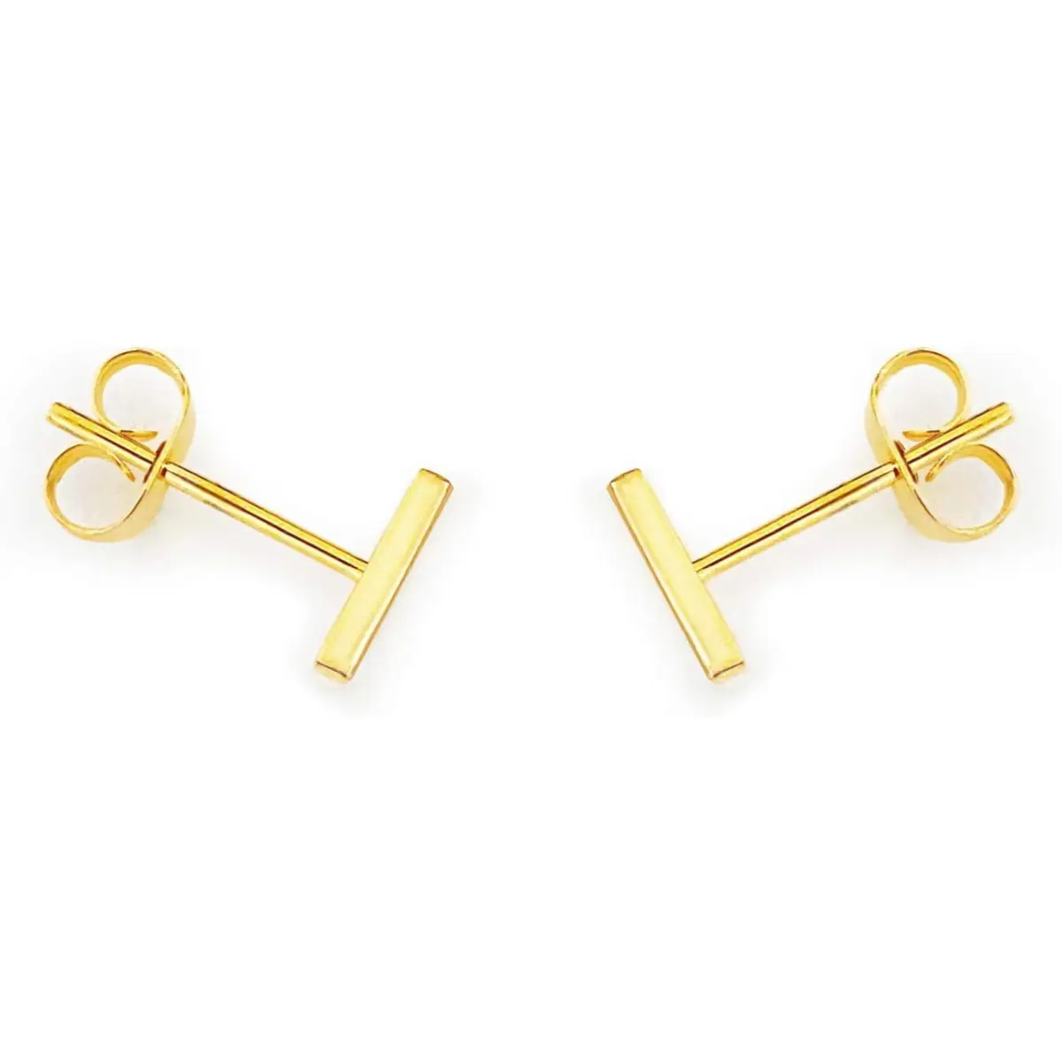 18K Gold Bar Studs | Small Bar Earrings | Hypoallergenic Stud Earrings for Women | Delicate Waterproof Jewelry