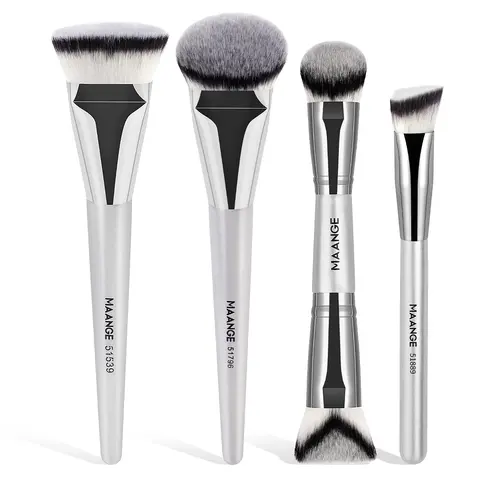 MAANGE 4-Count Soft-Bristle Makeup Brushes Set - Artist Kit with Kabuki, Eyeshadow, Blending & Face Tools for Powder Blending, Professional for Women, Artist Brush Set