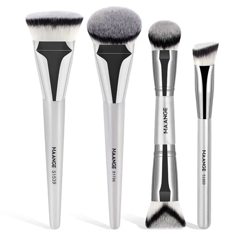 MAANGE 4-Count Soft-Bristle Makeup Brushes Set - Artist Kit with Kabuki, Eyeshadow, Blending & Face Tools for Powder Blending, Professional for Women, Artist Brush Set