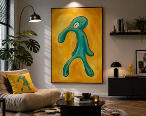 Squidward Modern Canvas Poster - Artistic Bold and Brash Spongebob Comic Hero Wall Art, Trendy Cartoon Character Print, Retro Anime Aesthetic Home Decor for Living Room, Fan Gift