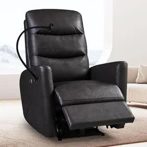 Small Power Recliner Chair with USB Port and Phone Holder for Adults Ergonomic Leather Recliner,Single Sofa for Small Space, Living Room, Bedroom,Apartment