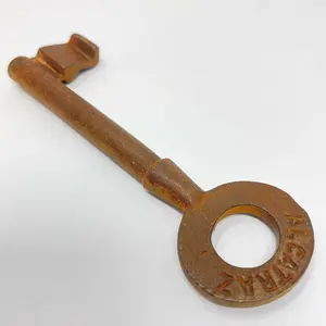 Alcatraz 5-in Collectible Historical Replica Cell Key, Large Cast Iron Rusty Finish Antique-Style Hangable Ornament, Decoration for Room Decorations & Gifting