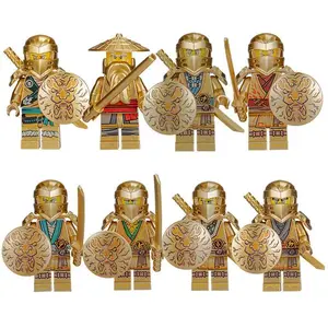 2026 new Gold building blocks boy educational toy building blocks, humanoid dolls, digital action figures assembled birthday gifts.