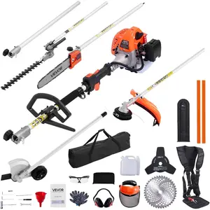 VEVOR 52cc Gas-Powered 6-in-1 Multi-Functional Trimmer - Hedge Trimmer, Brush Cutter, Weed Eater, Edger, Pole Saw Chainsaw Pruner, EPA, CE EMC CertifiedVEVOR Super Brand Day